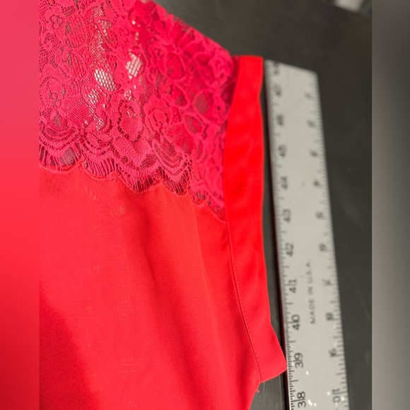 H&M Blouse Neon Lace Cap Sleeve Curved Hem Shift Straight Fit SZ 8/MED PINK NEW! - Picture 12 of 16